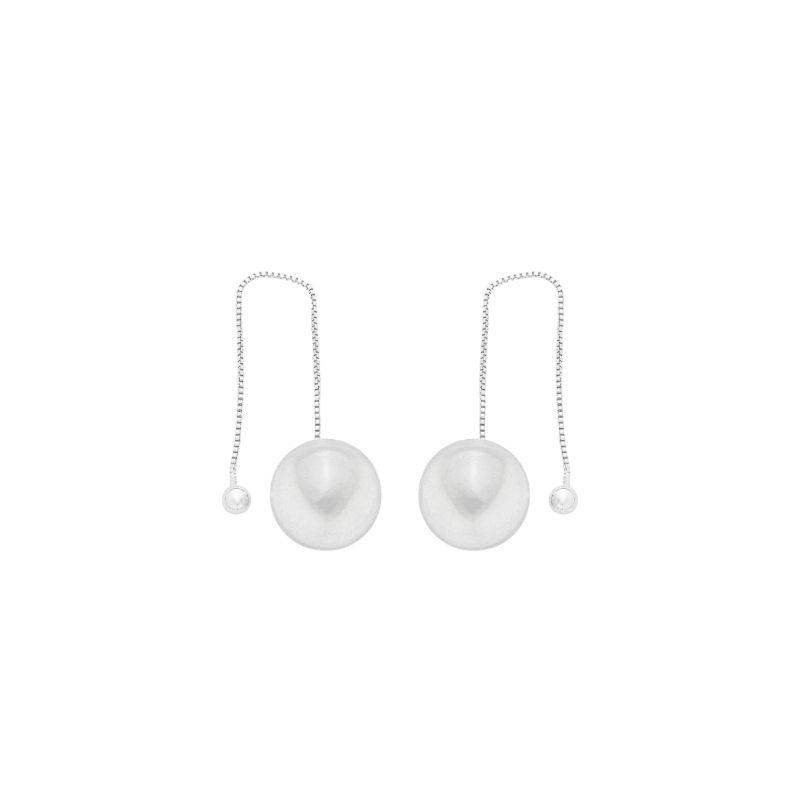 Brinco Pérola Pendente Prata