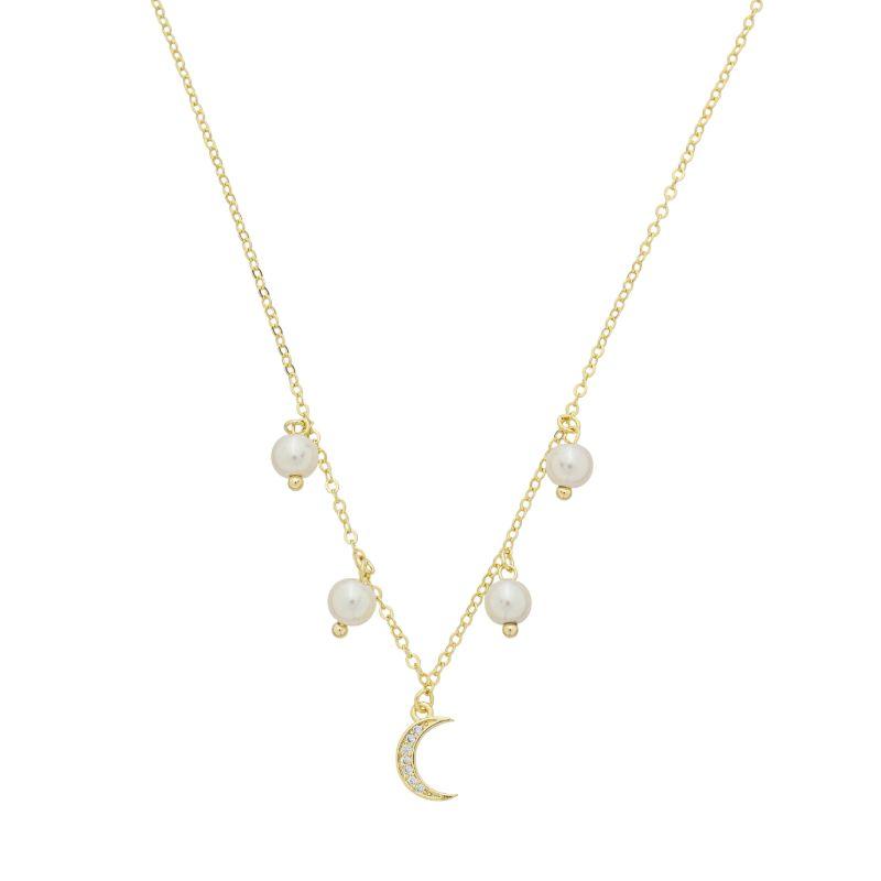 Colar Lua e Pérolas Ouro