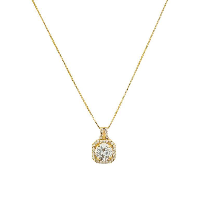 Colar Moldura Zircônias Ouro