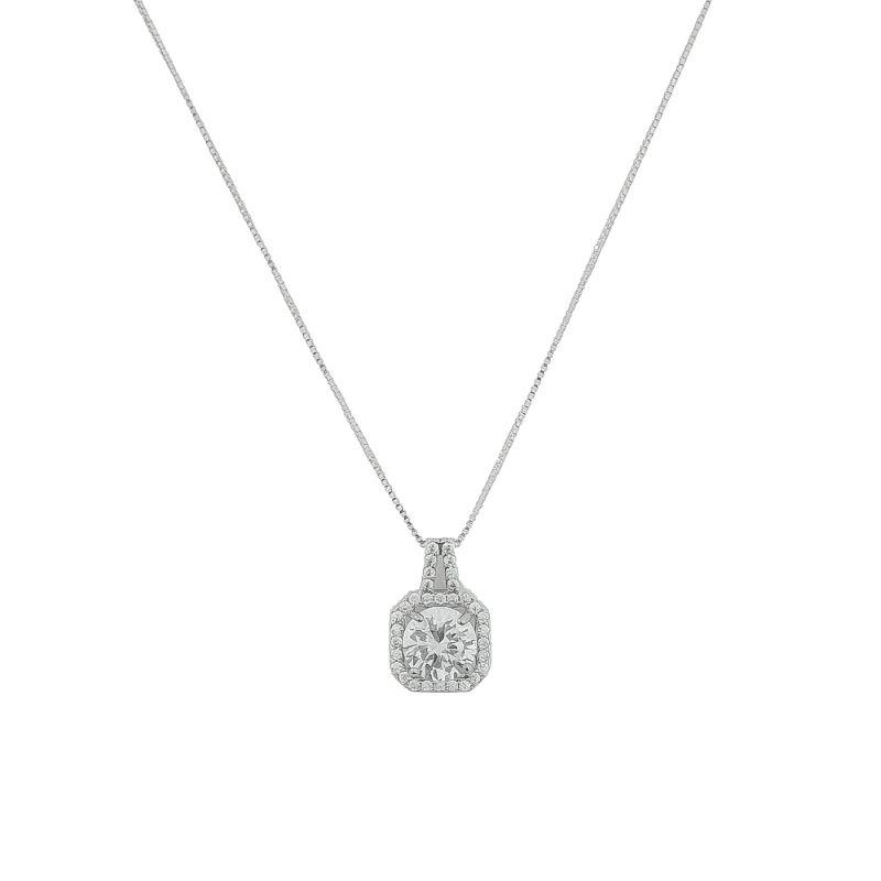 Colar Moldura Zircônias Prata