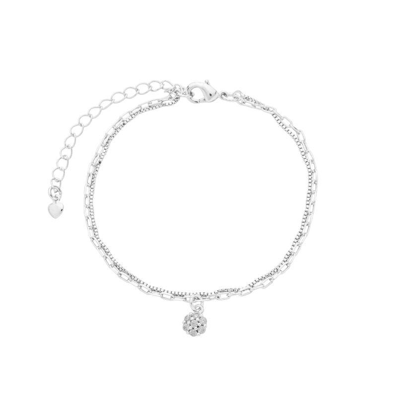 Pulseira Dupla Elos Clip e Ponto de Luz Prata