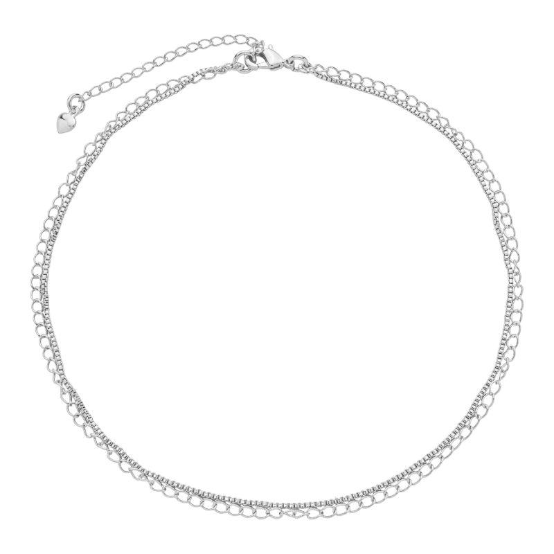 Tornozeleira Dupla Corrente Prata