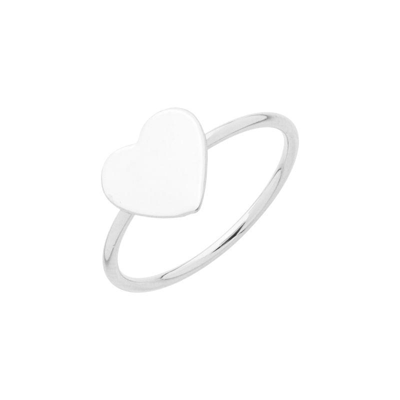 Anel Coração Chapa Lisa Prata