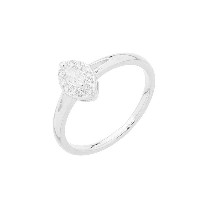 Anel Navete Cravejado Prata