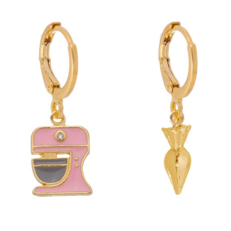 Brinco Argola Batedeira e Saco de Confeitar Plush Ouro