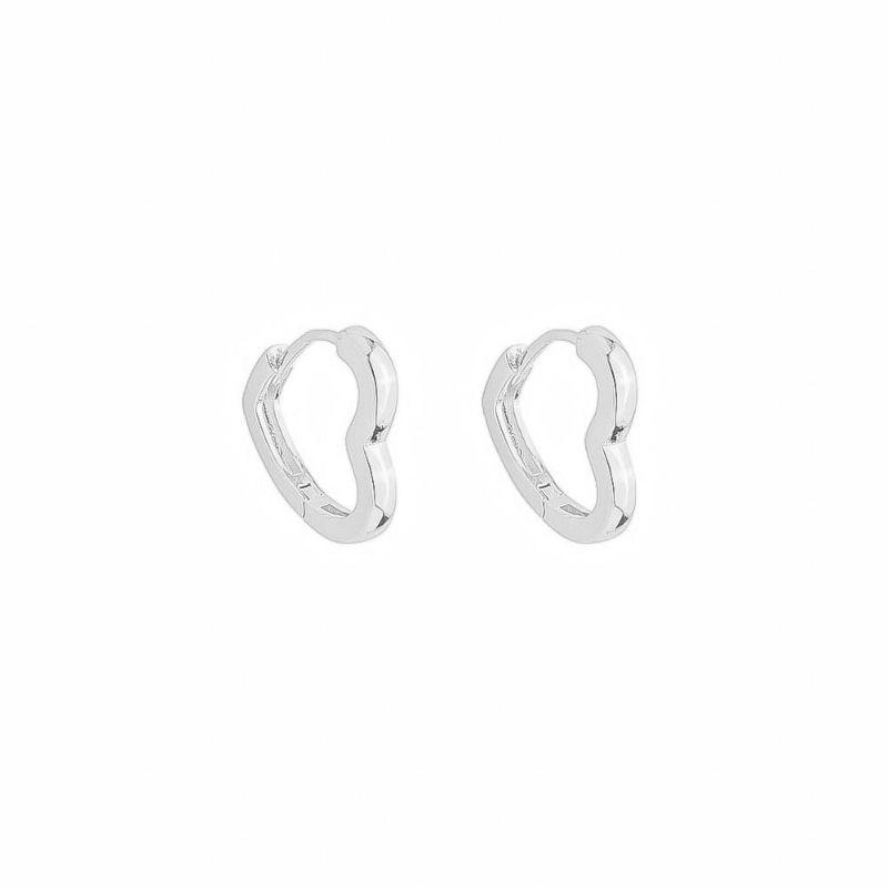 Brinco Argola Coração Liso G Prata