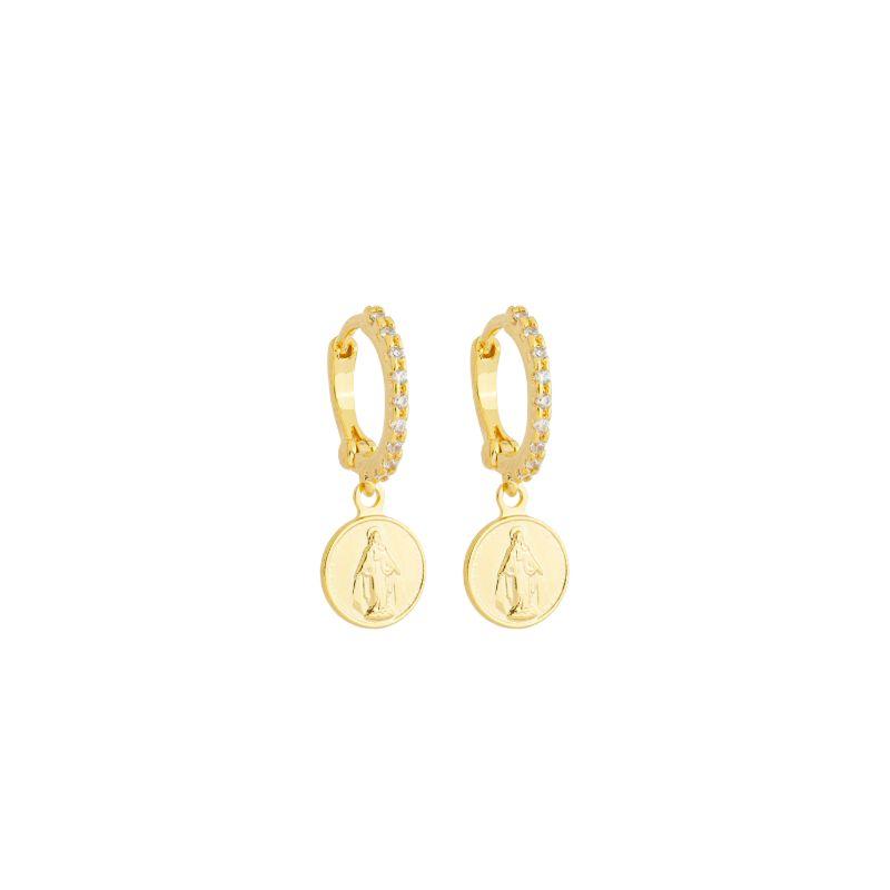 Brinco Argola Cravejada Santinho Ouro