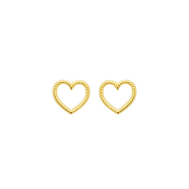 Brinco Coração Trançado Vazado Ouro