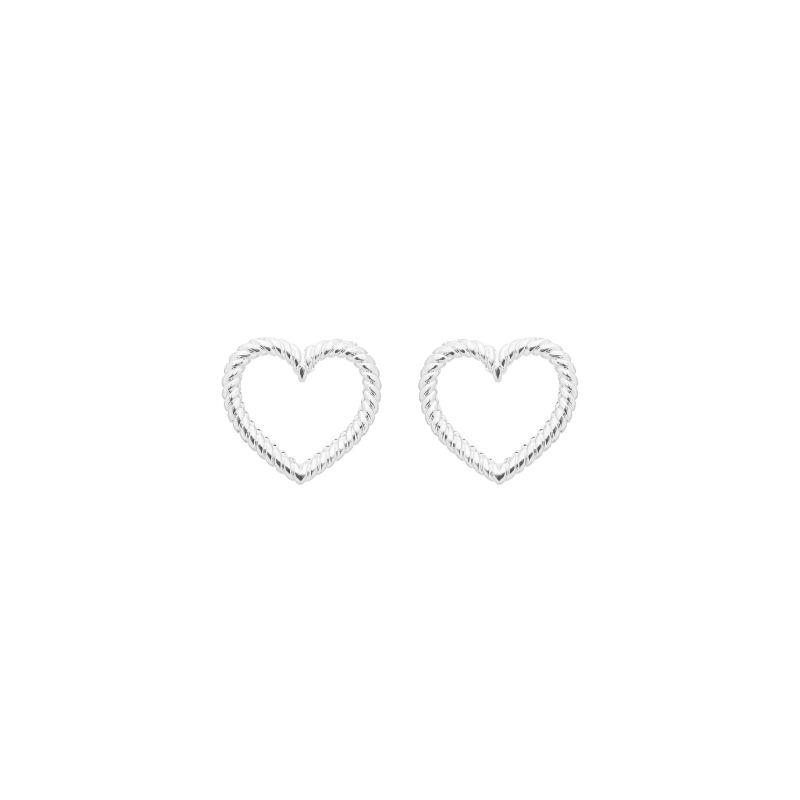 Brinco Coração Trançado Vazado Prata