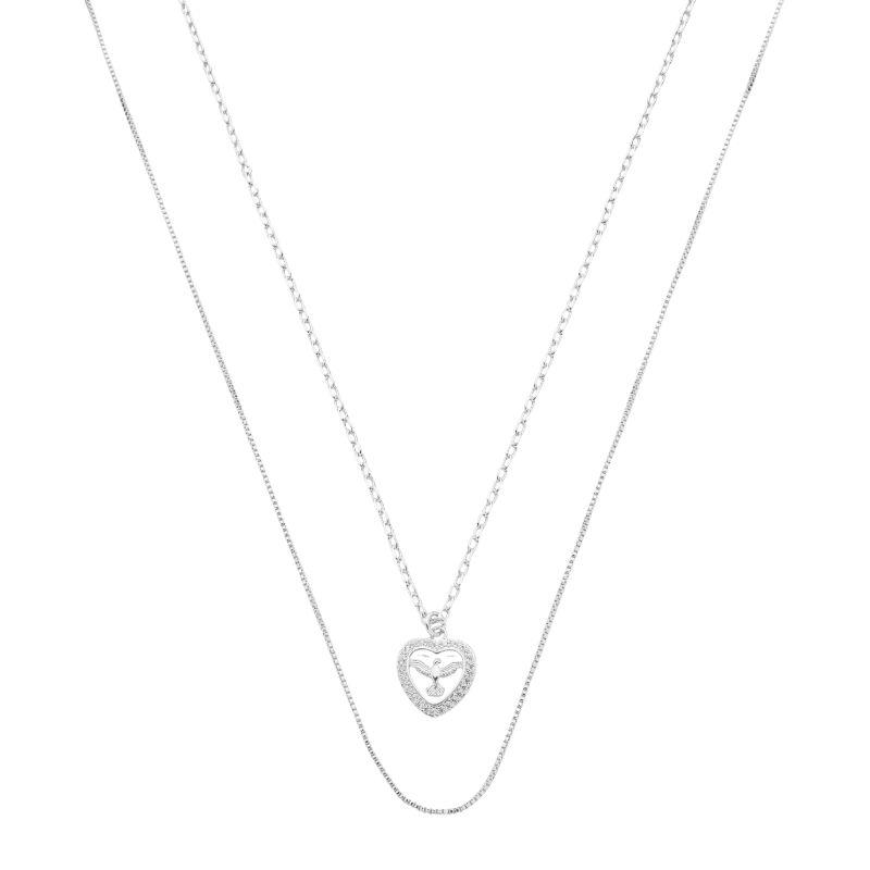 Colar Duplo Espírito Santo Prata