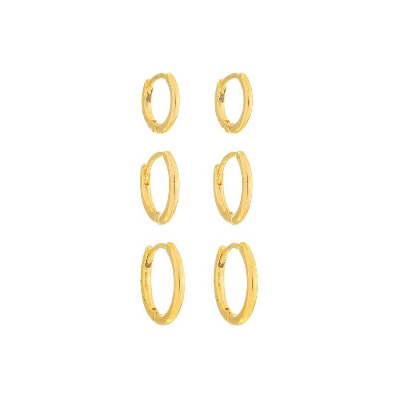 Trio Argolas Lisas Minimalistas Ouro