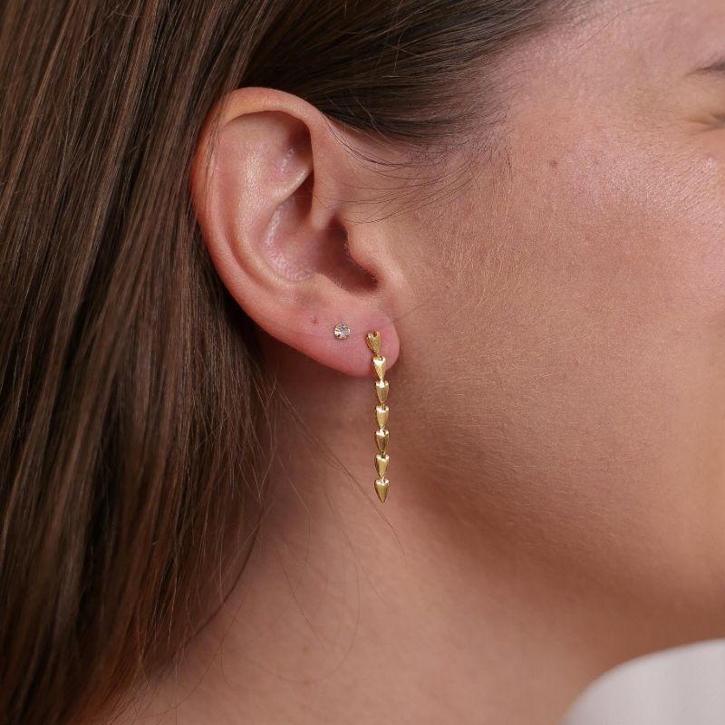 Brinco Cascata Mini Corações Ouro