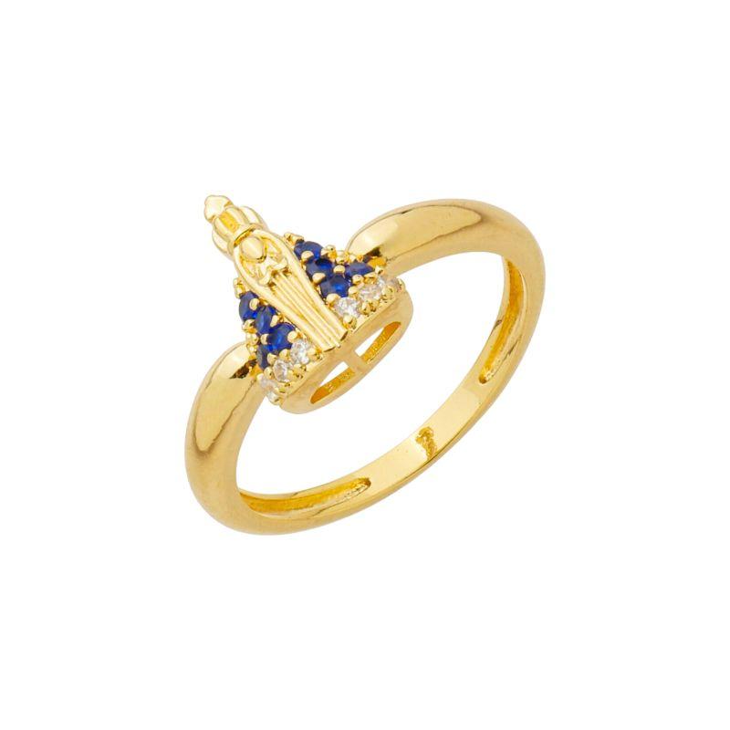 Anel Nossa Senhora Cravejada Ouro