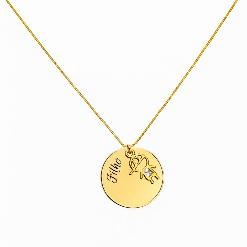 Colar Personalizado Medalha e Pingente Filho Ouro