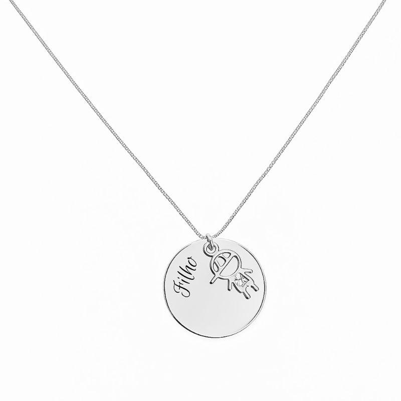 Colar Personalizado Medalha e Pingente Filho Prata