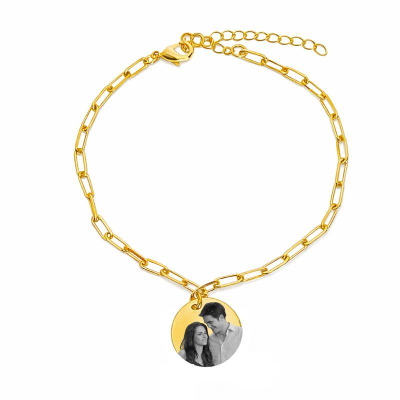 Pulseira Personalizada 1 Medalha Fotogravação Ouro