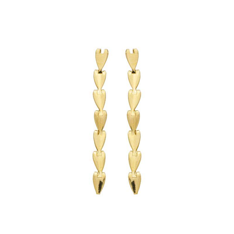Brinco Cascata Mini Corações Ouro