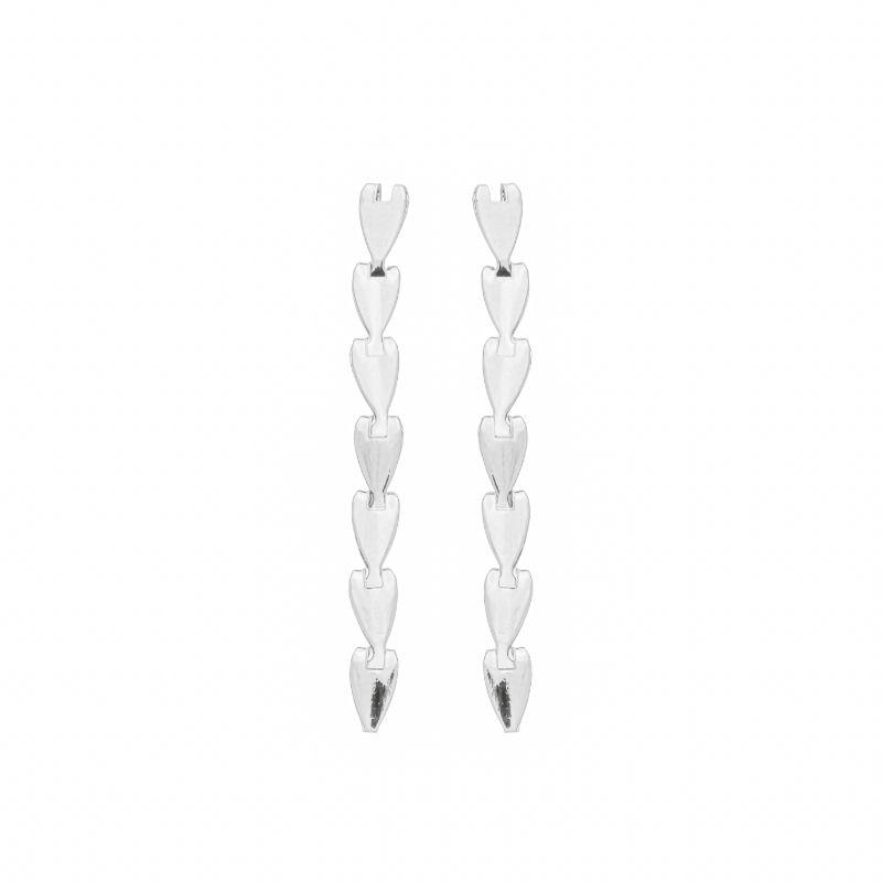 Brinco Cascata Mini Corações Prata