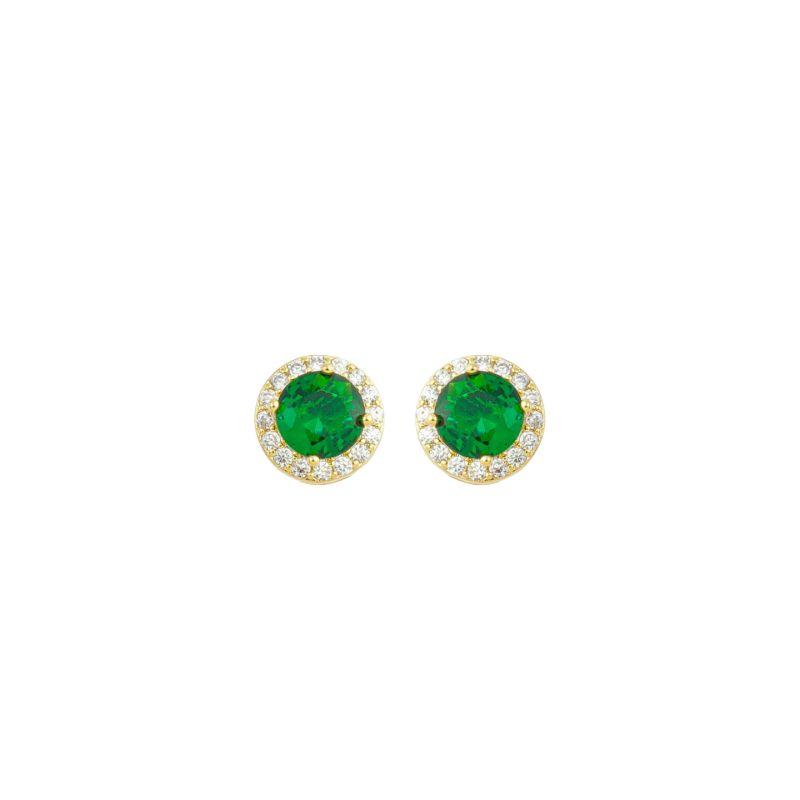 Brinco Cristal Verde Redondo Ouro