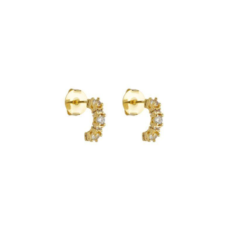 Brinco Meia Argola Cravejada Ouro