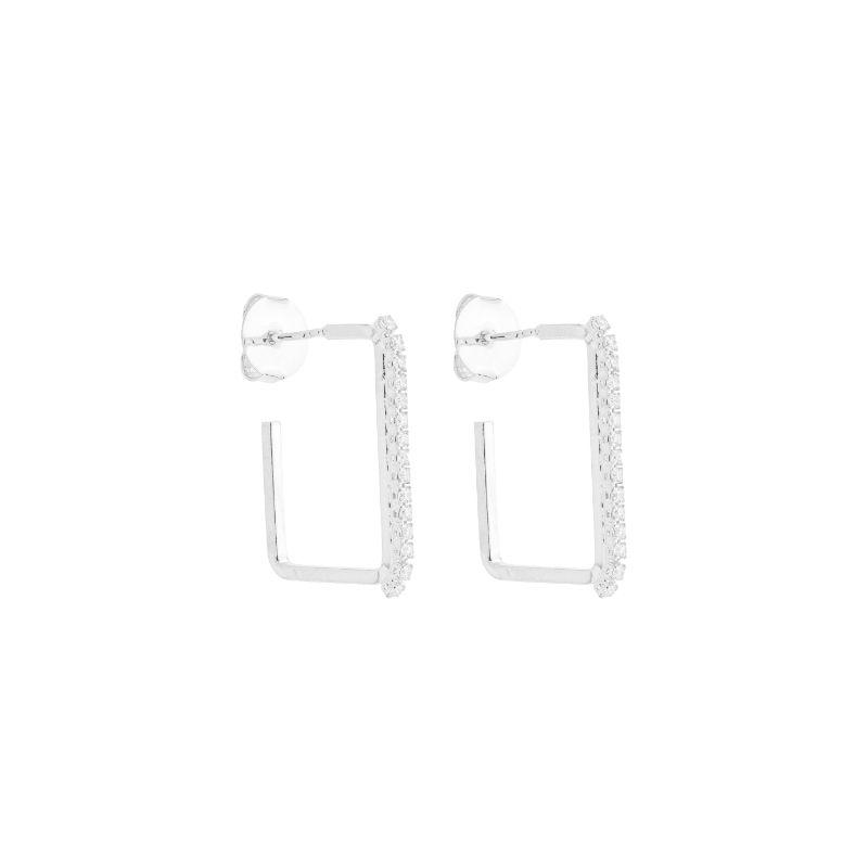 Brinco Retangular Crevejado Prata