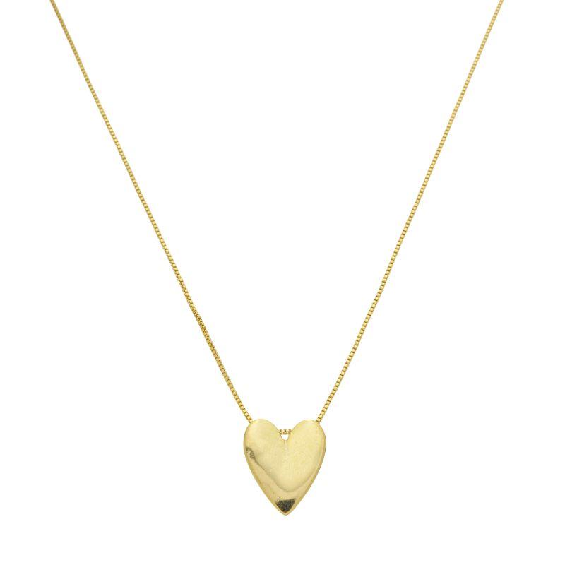 Colar Coração Liso Chapado Ouro