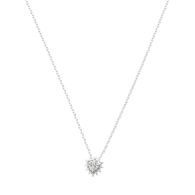Colar Mini Coração Microzircônias Prata