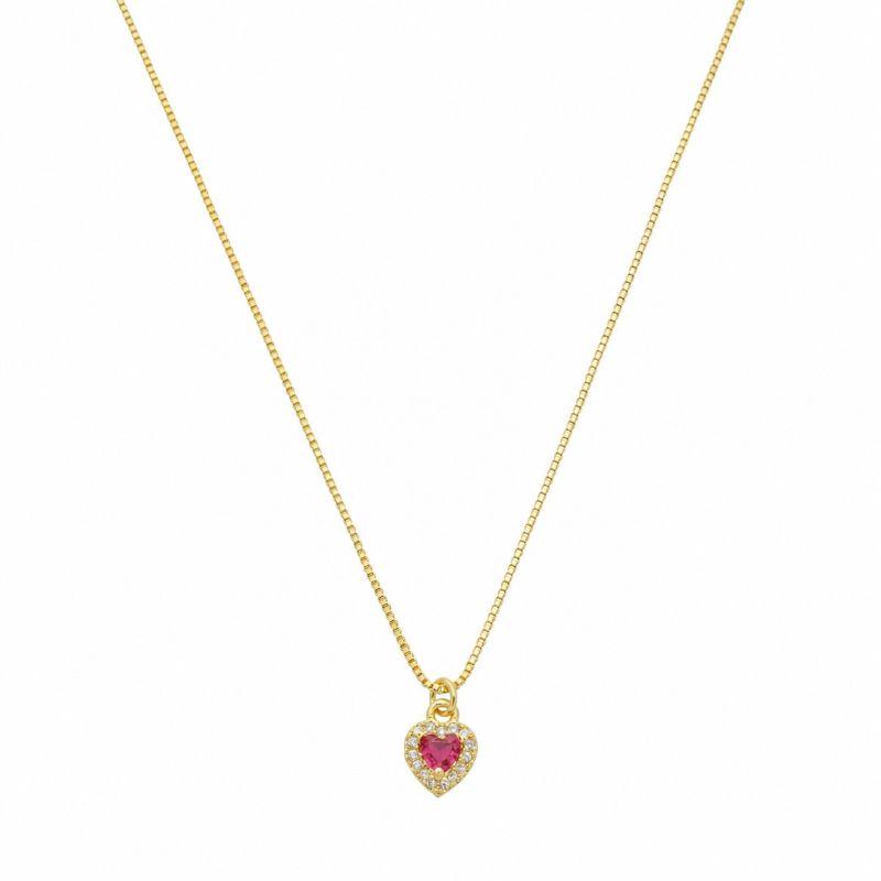 Colar Mini Coração Vermelho Ouro