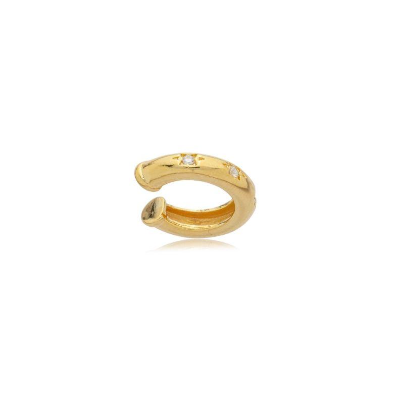 Piercing Fake Tubo Detalhes Brilho Ouro