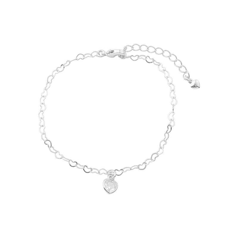 Pulseira Mini Coração Cristal Prata