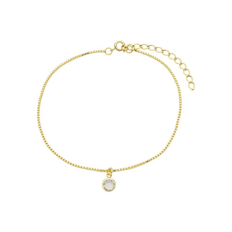 Tornozeleira Pingente Cristal Ouro