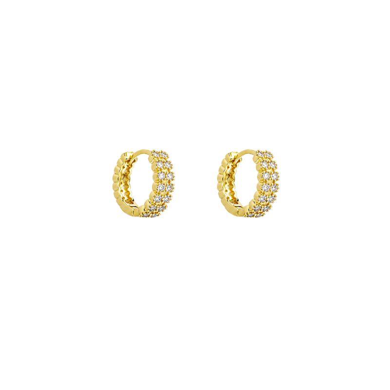 Brinco Argola Luxo Zircônias M Ouro