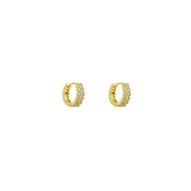 Brinco Argola Luxo Zircônias P Ouro