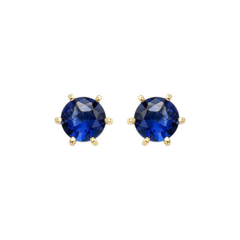 Brinco Ponto de Luz Azul 9mm Ouro