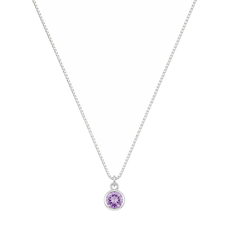 Colar Pingente Cristal Lilás Prata