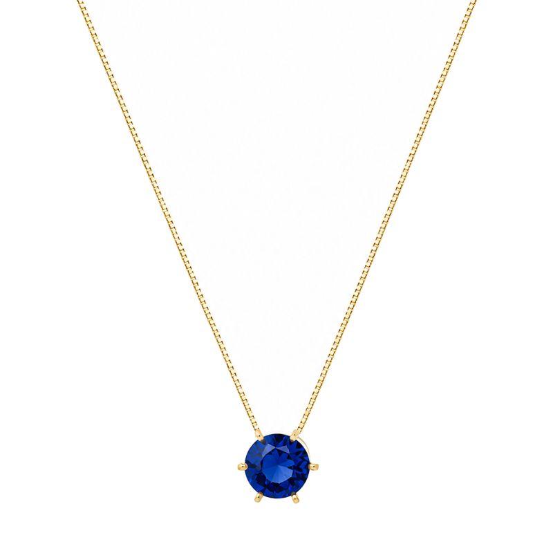 Colar Ponto de Luz Azul 9mm Ouro