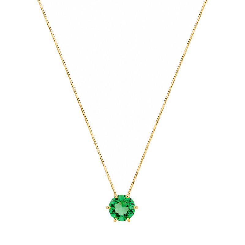 Colar Ponto de Luz Verde 9mm Ouro