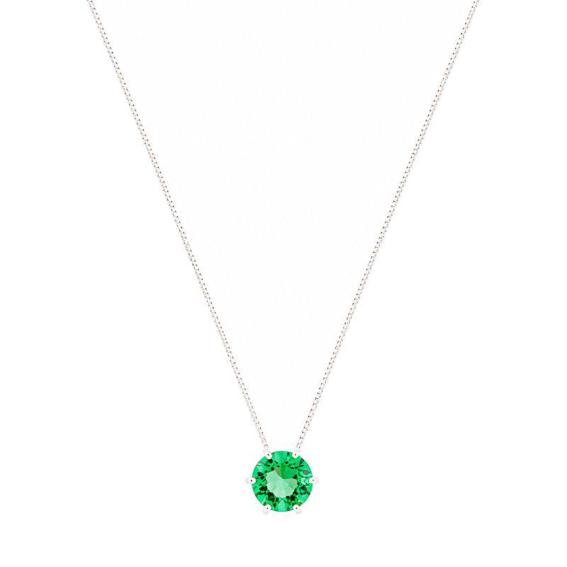 Colar Ponto de Luz Verde 9mm Prata