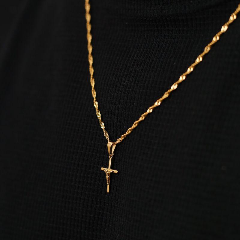Pingente Cruz Cristo Pequena Masculino Ouro