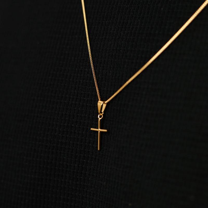 Pingente Cruz Lisa Pequena Masculino Ouro