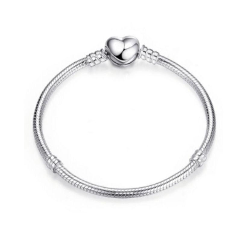 Pulseira de Berloques Coração Liso Prata