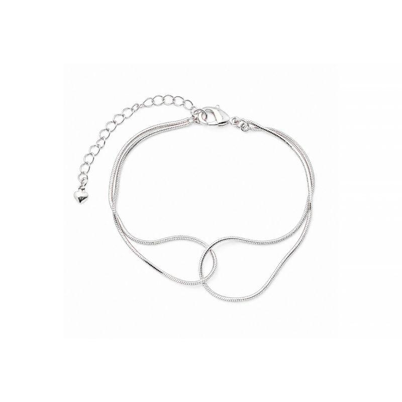 Pulseira Dupla Entrelaçada Prata