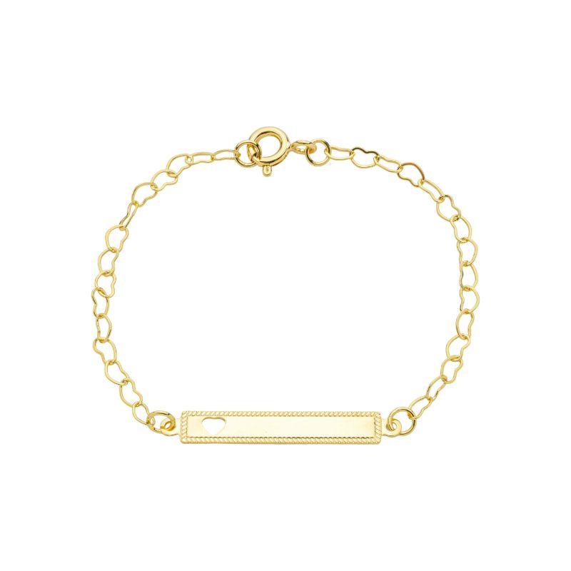 Pulseira Infantil Plaquinha Coração Ouro