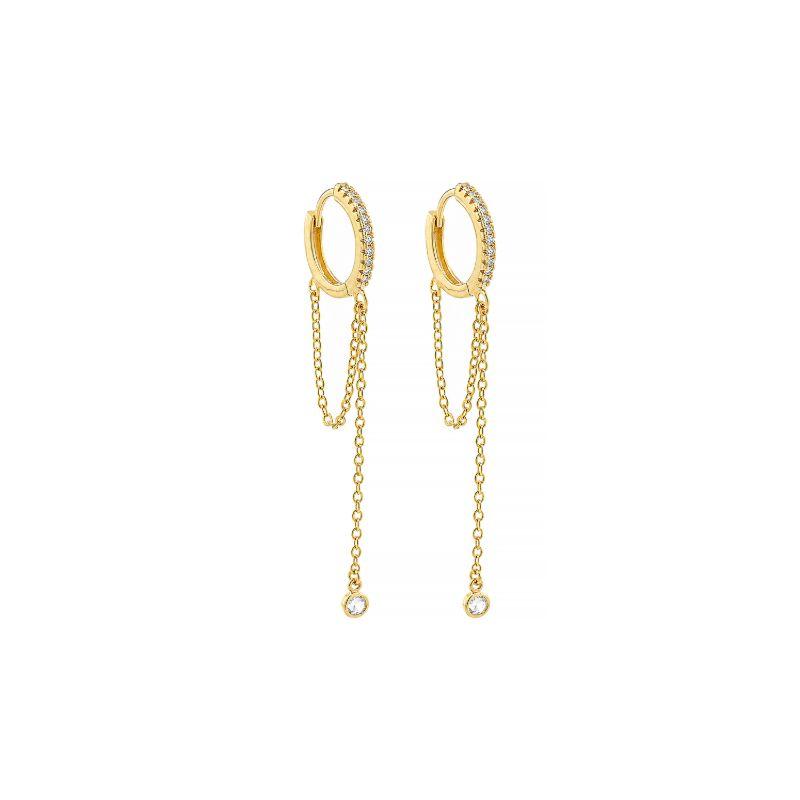 Brinco Argola Corrente Dupla Ouro