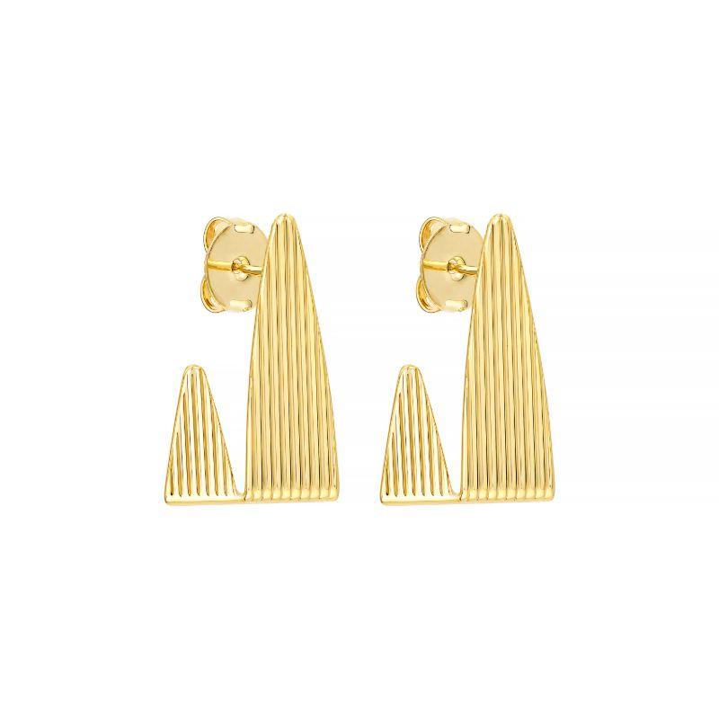 Brinco Argola Trapézio Detalhado Ouro
