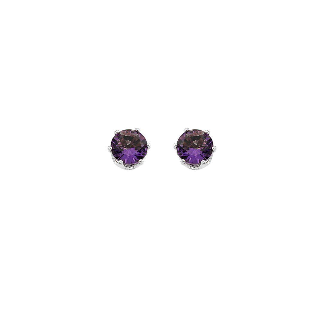 Brinco Ponto de Luz Roxo G Prata