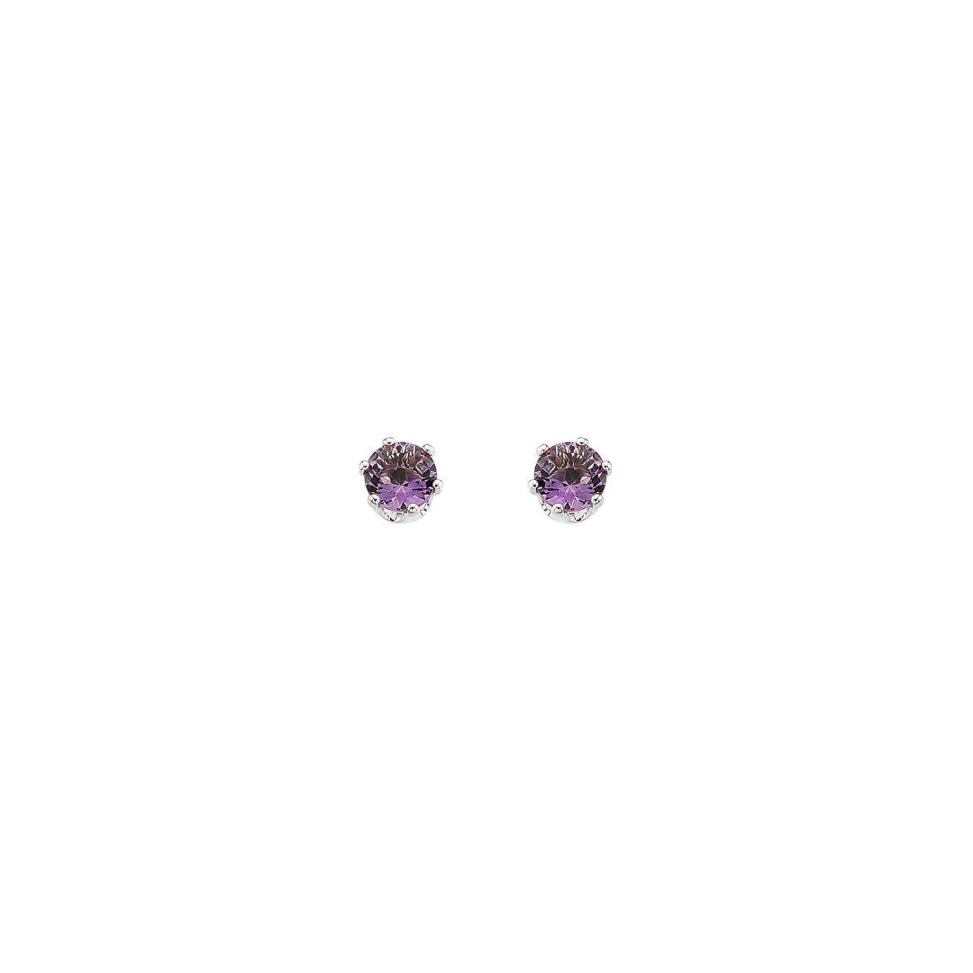 Brinco Ponto de Luz Roxo P Prata