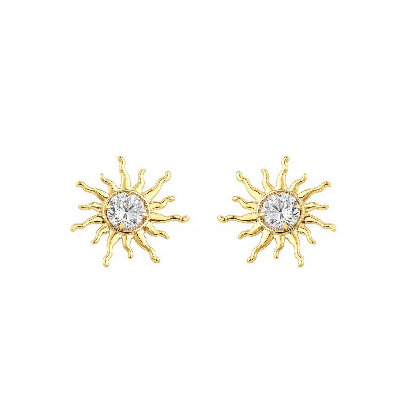 Brinco Sol com Cristal Ouro