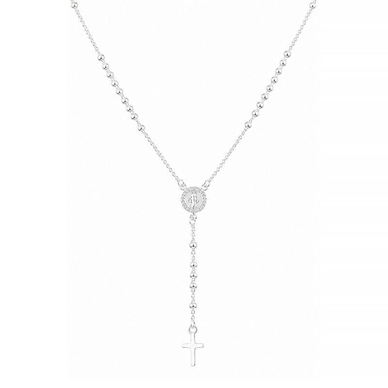 Colar Terço Religioso Prata