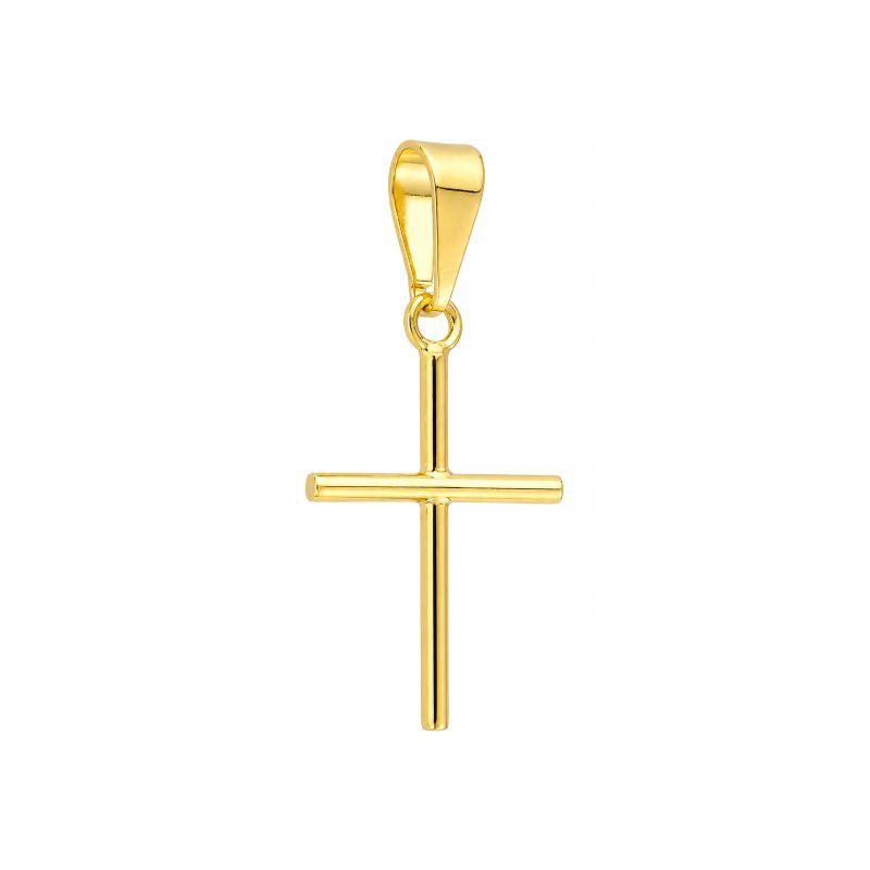 Pingente Cruz Lisa Pequena Masculino Ouro